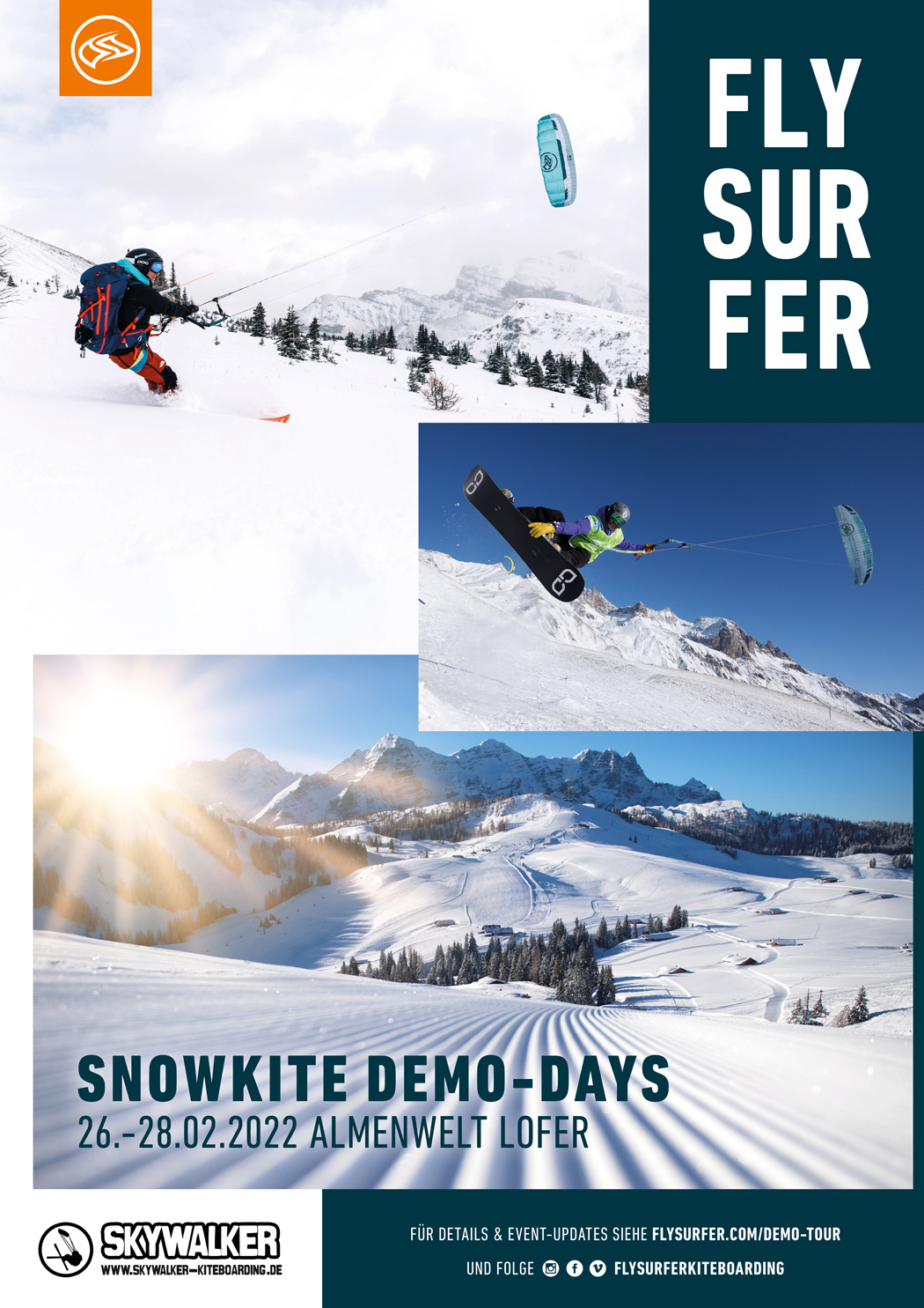 Flyer Snowkite Demo-Days Almenwelt Lofer